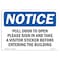 Signmission OSHA Notice Sign, 12" H, Rigid Plastic, Pull Door To Open Please Sign In And Take Sign, Landscape OS-NS-P-1218-L-17910 - alternate 1